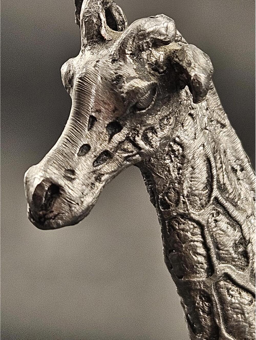 970s Pewter Giraffe Figurine Signed M.R. Bartlett Safari Wildlife Sculpture 6.5" - Picture 8 of 14